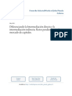 Diferenciando La Intermediacion Directa y La Intermediacion Indirecta Retos Pendientes en El Mercado de Capitales