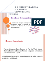 Clase de Quimica Unidad I. Estructura de La Materia Sistema Periódico y Enlace Químico III Fuerzas Intermoleculares 1 Sem 2023