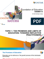 Topic 1 The Promises and Limits of Education Towards Reflective Practitioners