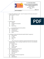 Ca Foundation: Subject-Business Economics and Business Commercial Knowledge Test Code - ECO - 1 (Date:)