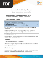 Guía de Actividades y Rúbrica de Evaluación - Unidad 1 - Fase 2 - Prevensión de Estrategias en La Planeación y Organización.