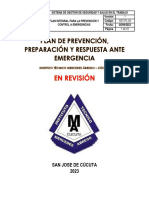 Plan Integral para La Prevencion y Control de Emergencias