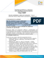 Guía de Actividades y Rúbrica de Evaluación - Unidad 2 - Tarea 2 Desarrollo Humano Integral Desde La Perspectiva de (Max-Neef)