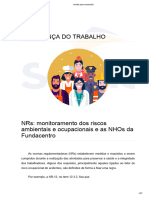 NRs - Monitoramento Dos Riscos Ambientais e Ocupacionais e As NHOs Da Fundacentro