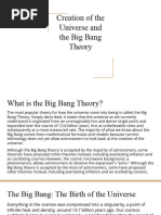 Creation of The Universe and The Big Bang Theory