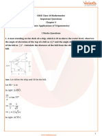 CBSE Class 10 Maths Chapter 9 Some Applications of Trigonometry Important Questions 2023-24