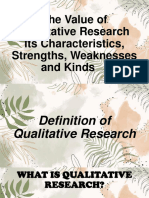 Lesson 5 - The Value of Qualitative Research Its Characteristics Strengths Weaknesses and Kinds