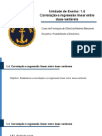 UE 1.4 Correlação e Regressão Linear Entre Duas Variáveis