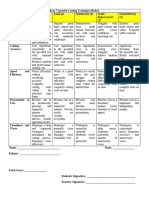 Basic Vegetable Cutting Techniques Rubric