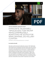 Hypocrite Talib Kweli "Apologizes" For Trump While Shamelessly Admitting He Voted For War Criminal Zio-Killary Clinton