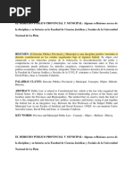 EL DERECHO PUBLICO PROVINCIAL Y MUNICIPAL Algunas Reflexiones Acerca de La Disciplina y Su Historia en La Facultad de Ciencias Jurídicas y Sociales de La Universidad