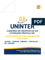 Atividade Pratica de Linguagem de Programacao Aplicada ODIMAR RIBEIRO CARVALHO - RU 4238200