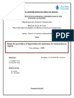 Etude Des Procédures D'importation Des Matériaux de Construction en Algérie