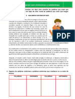 D4 A1 FICHA COM. Juguemos Con Sinónimos y Antónimos