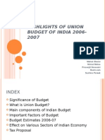 Highlights of Union Budget of India 2006-2007