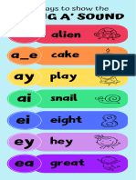 English Long A Sound Infographic Rainbow Colours Lined Style