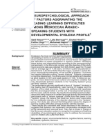 Neuropsychological Approach of Factors Aggravating The Reading Learning Difficulties Among Moroccan Arabic-Speaking Students With Developmental Dyslexia Profile