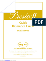 Baby Lock Presto II BLMPR2 Quick Reference