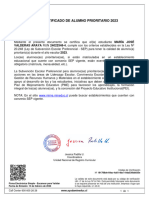 Certificado de Alumno Prioritario 2023: VALDERAS ARAYA RUN 24022548-4, Cumple Con Los Criterios Establecidos en La Ley Nº