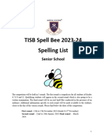 Senior School Spelling Bee List