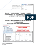 BK91-1310-CPF-999-PIP-SPC-0003 - 1 - Specification For Pressure Testing of Piping Systems-C1