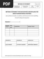 Method Statement For Excavation & Backfilling For Open Foundations & Footings