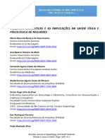 Violência Domesticas e As Implicações Na Saúde Física e Psicológica de Mulheres