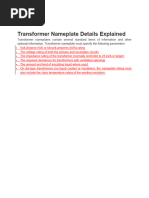 Transformer Nameplate Details Explained