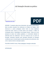 A Importância Da Formação Docente Na Prática Pedagógica