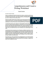 KHA English Comprehension and Creative Writing Worksheet