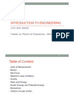 Introduction To Engineering: CCIT 4076 1920S2 Chapter 2a: Physics For Engineering - Mechanics