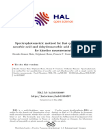 Spectrophotometric Method For Fast Quantification of Ascorbic Acid and Dehydroascorbic Acid in Simple Matrix For Kinetics Measurements