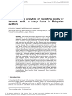 Impact of Data Analytics On Reporting Quality of Forensic Audit - A Study Focus in Malaysian Auditors