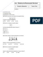 Lista de Exercícios - Sistema de Numeração Decimal