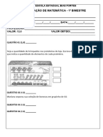 Avaliação Matemática 1º Bimestre 2024