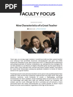 Nine Characteristics of Great Teachers