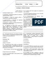 Avaliação de História - 8 Ano (I Bimentre)