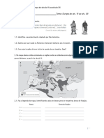 Ficha de Avaliação - Hist 7º Ano Europa Do Século VI Ao Século XII