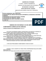 Atividades 2º Ano B - Período de Realização 29-03-2021 A 09-04-2021 (Devolver Dia 12-04-2021) Escola São Cristóvão