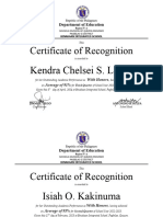 Certificate of Recognition Academic