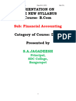 Orientation On The New Syllabus: Sub: Financial Accounting