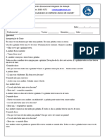 Avaliação 6° e 7° Ano - Interpretação de Texto.