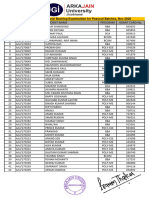 Admit Card Number For Special Backlog Examination Nov 2020