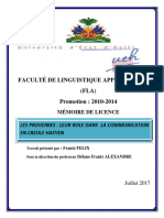 Faculté de Linguistique Appliquée (FLA) Promotion: 2010-2014