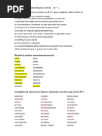 Practica B, V, C S Z, G, J, H - Oraciones Compuestas, Concurrencias y Diacríticos