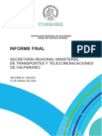 Informe Final: Secretaría Regional Ministerial de Transportes Y Telecomunicaciones de Valparaíso