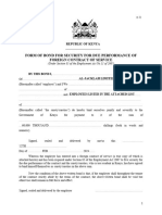 Form of Bond For Security For Due Performance LD 22