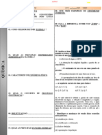 TESTE 1 ANO - Introd. A Quimica