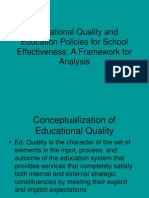 Educational Quality and Education Policies For School Effectiveness: A Framework For Analysis