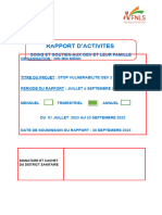 Rapport D'activités de Prise en Charge OEV Trimestre 1 Juillet Août, Septembre 2023